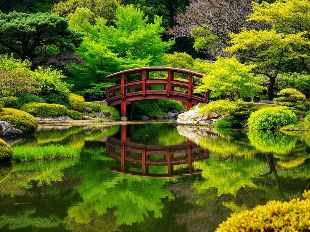 Japanese Garden in Springtime Serenity
