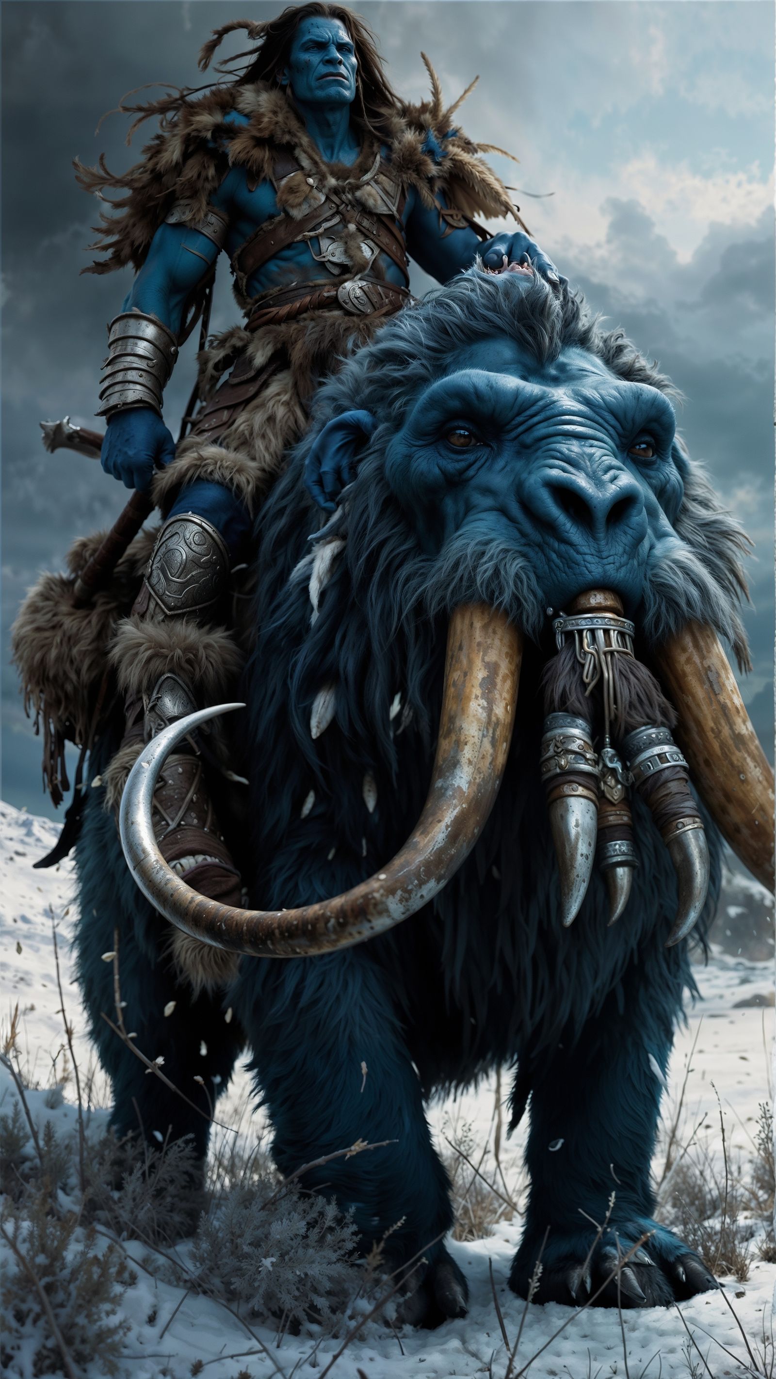 Blue Orc Native Mammoth rider