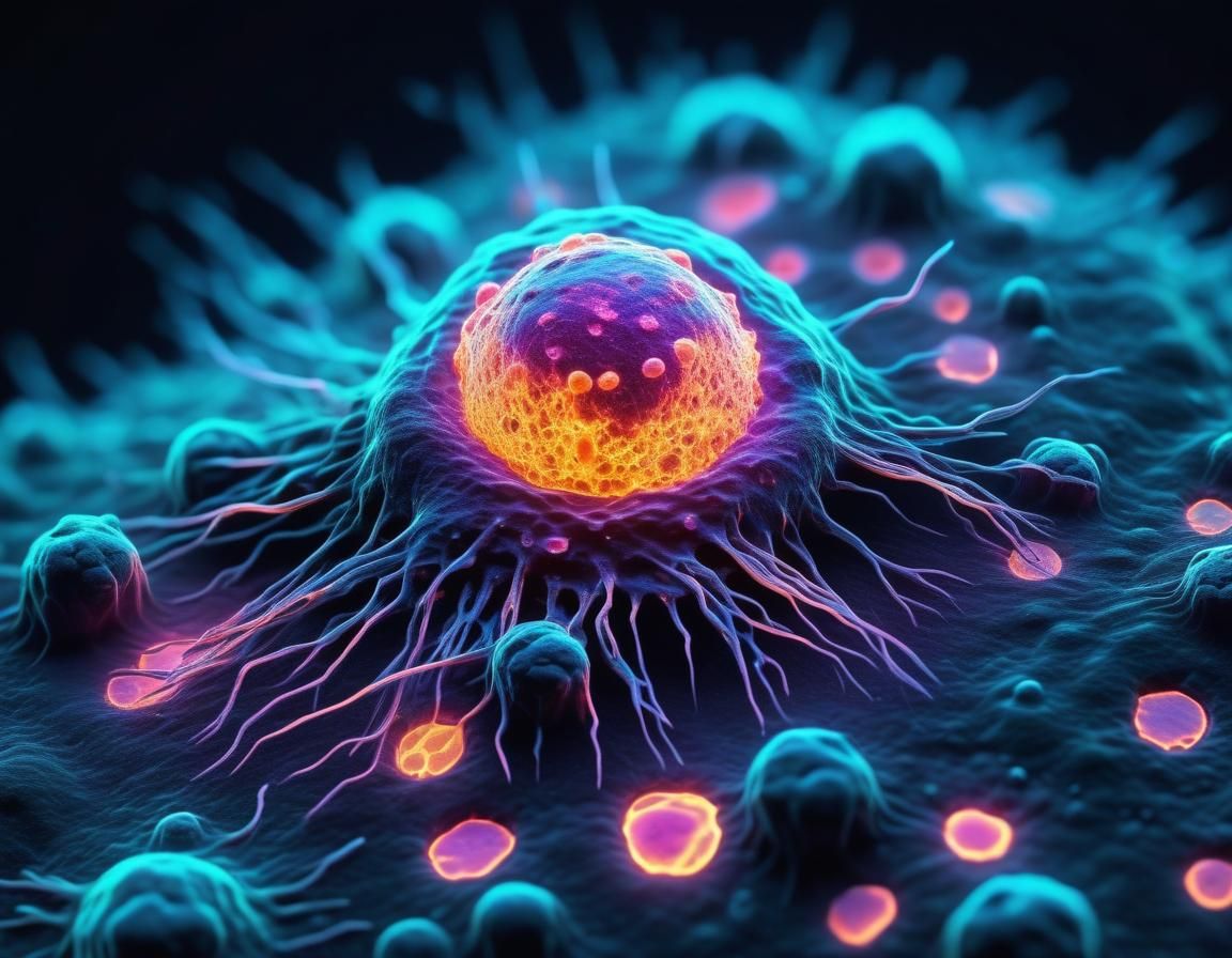 Noctilucent cancer cell  by @Helena_vainyksi