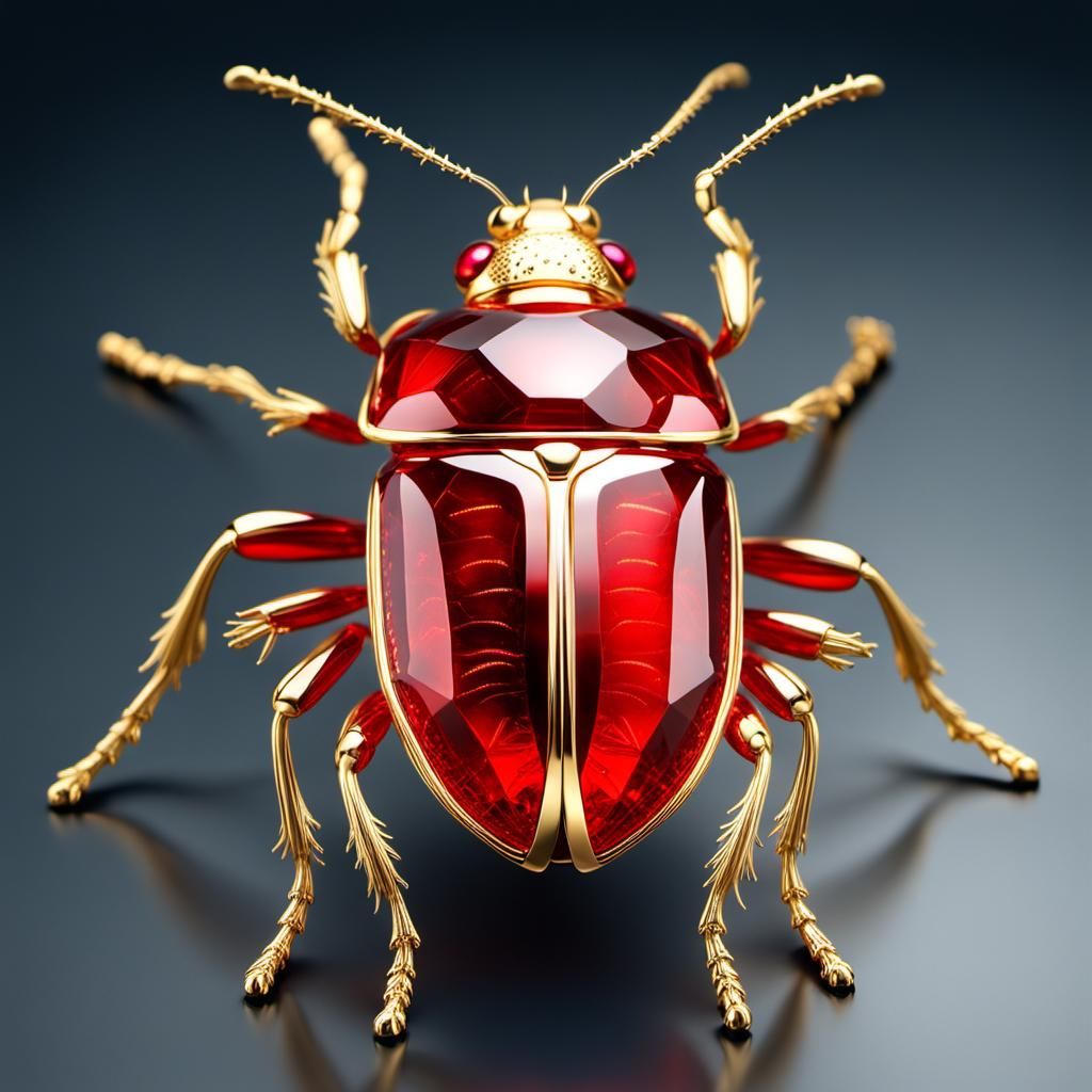 A jewel bug in ruby-red and gold  by @axelb
