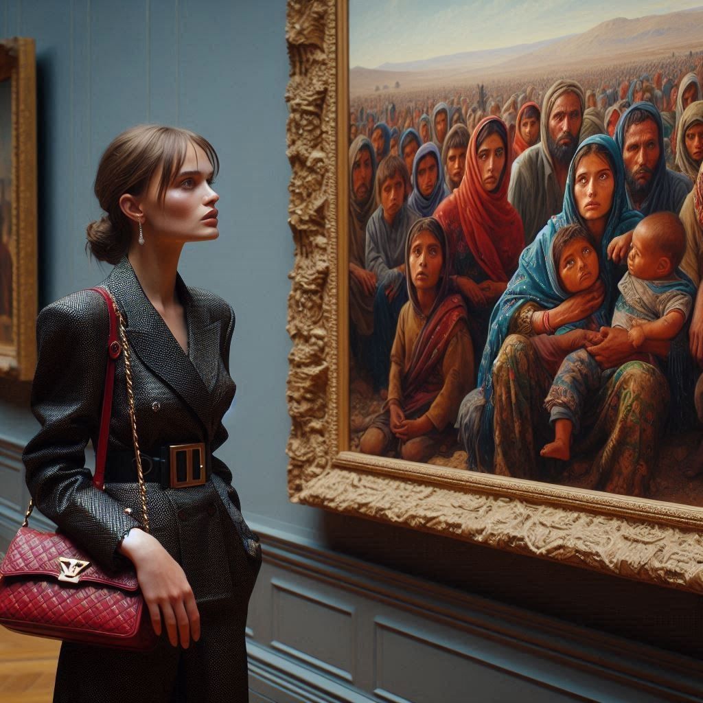 Painting of Afghan refugees