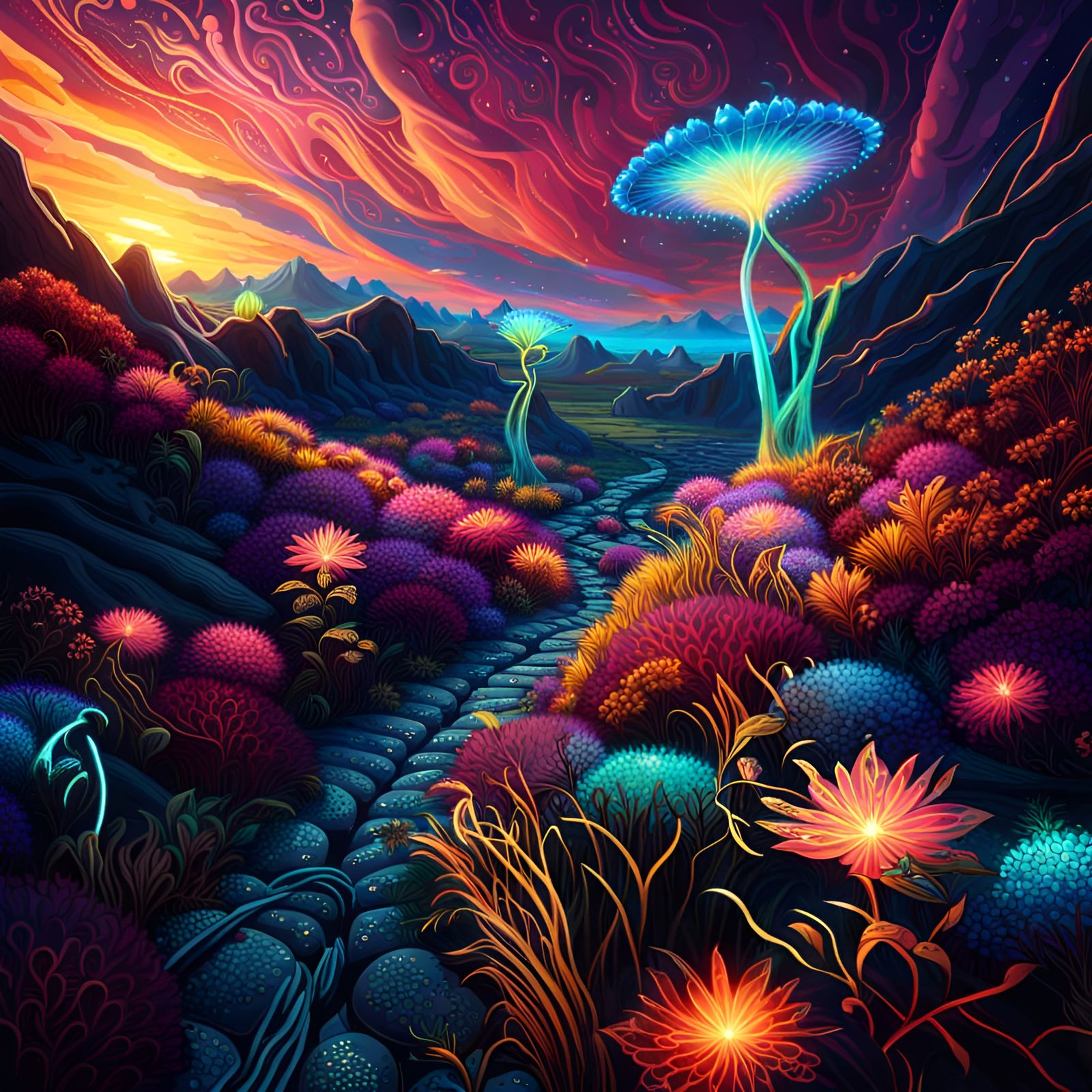 Alien Landscape Sunset - AI Generated Artwork - NightCafe Creator