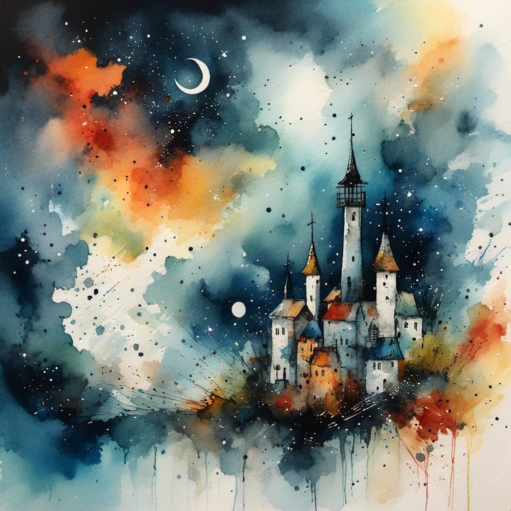 <lora:Starry Night:0.5> <lora:Water-ink-cil:0.5>