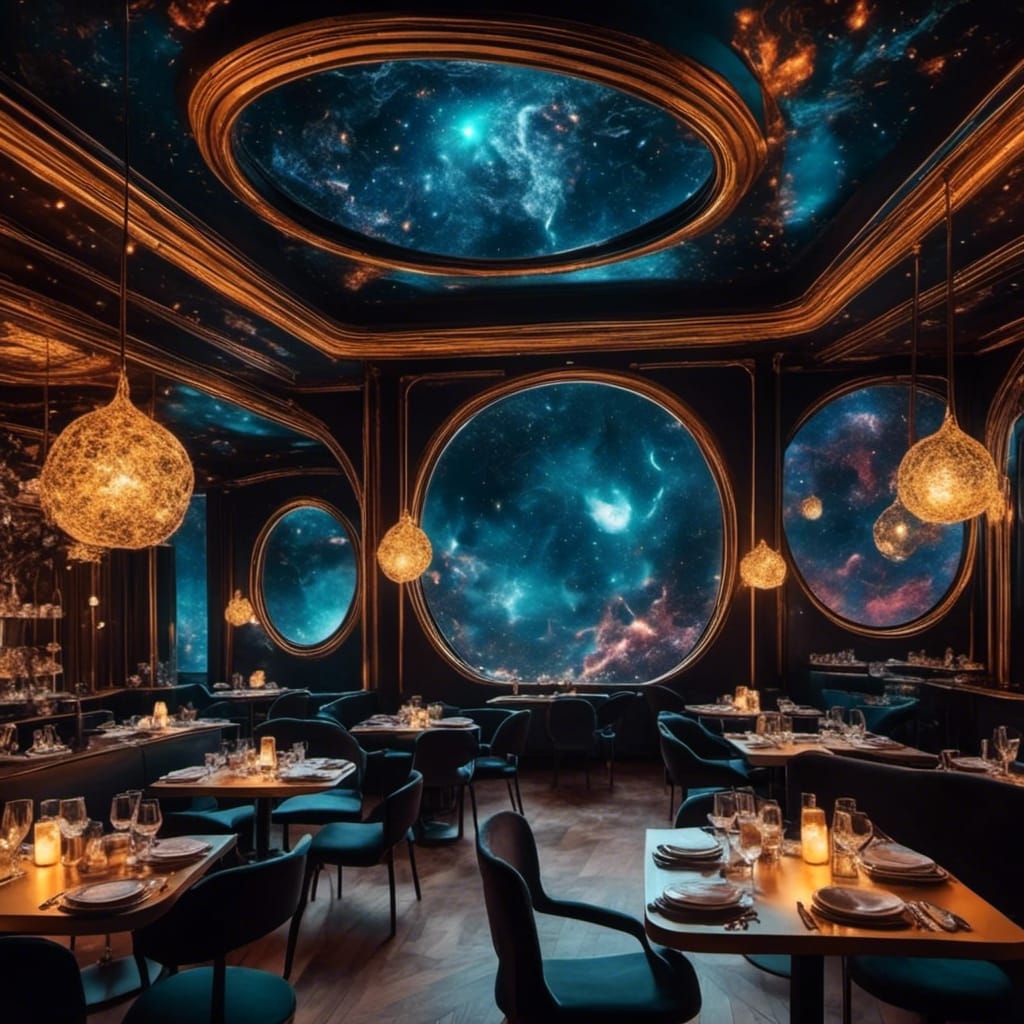 <lora:eye:1.0> The restaurant at the End of the Universe, Dreamcore