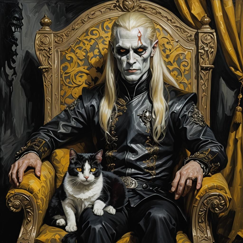 Prince Nuada with his pet. Oil painting