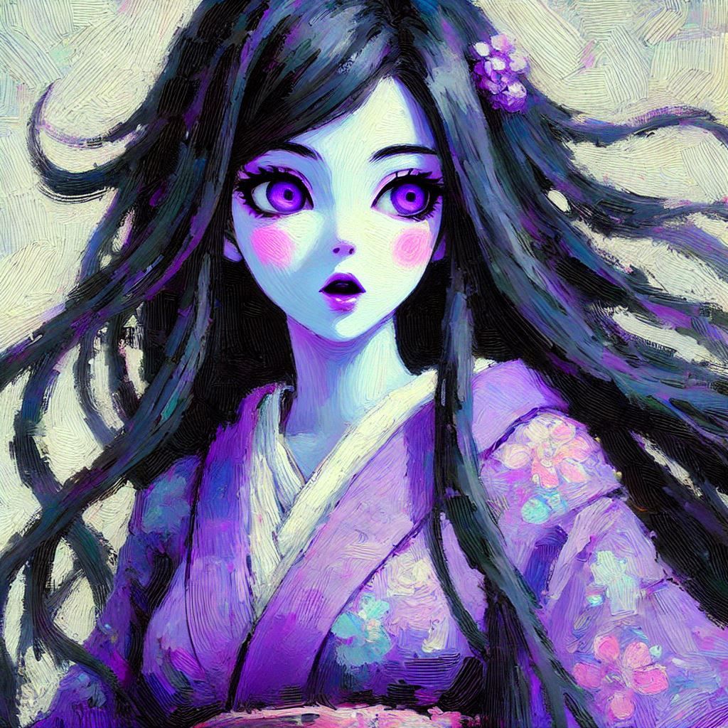 Murasaki Yuki-onna: Part 3 "Anime Impasto Style" (DALL·E 3)