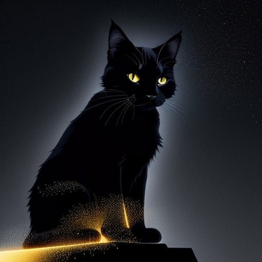 Minimalist Vector Cat Art with Starbursts