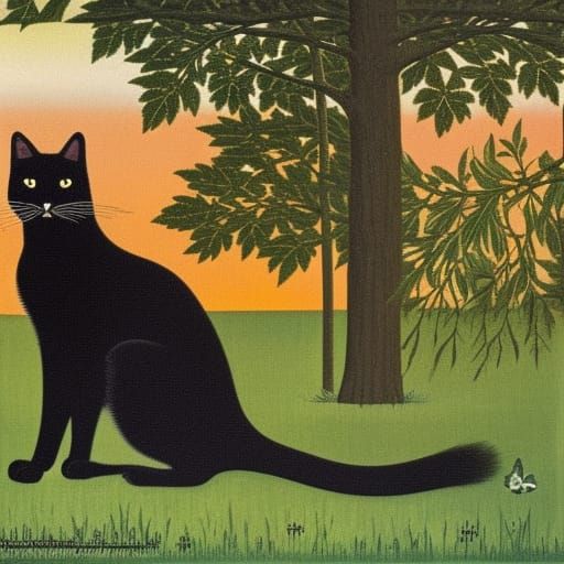 Black cat in garden - AI Generated Artwork - NightCafe Creator
