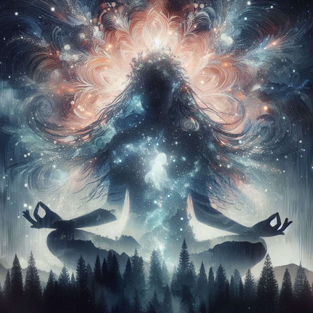 double exposure beautiful fantasy DALL-E 3 portrait landscap...