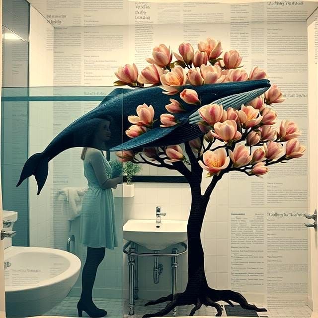 Collage with magnolia