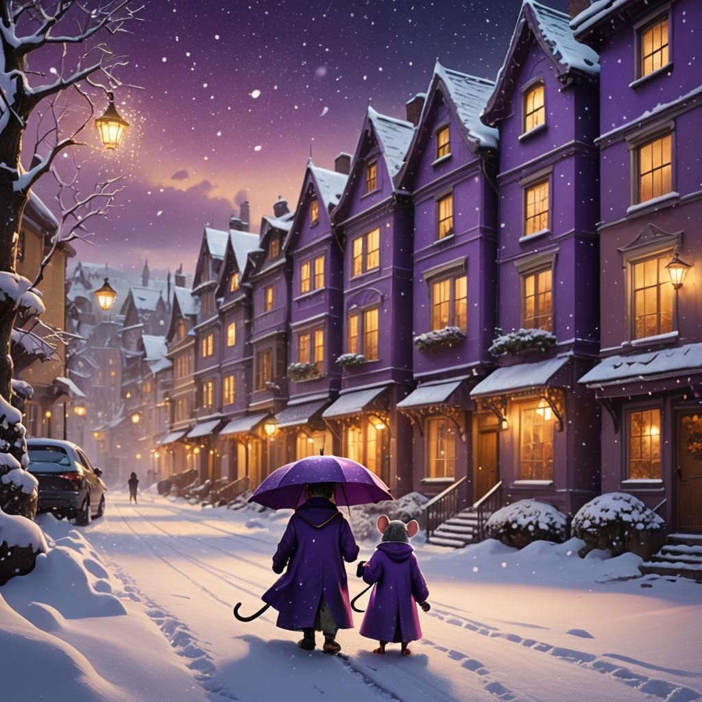 Mouse's Winter Journey in a Fantasy Wonderland
