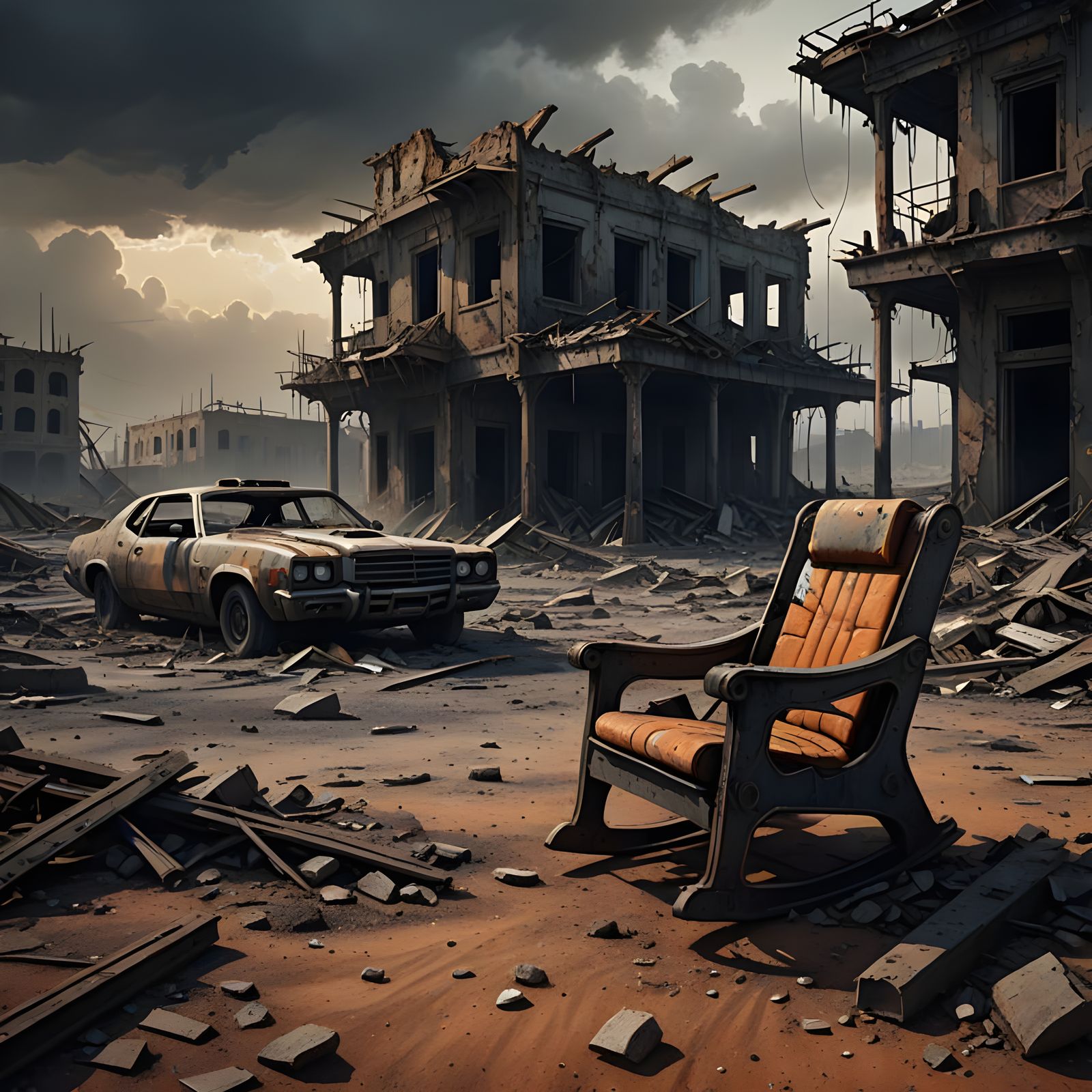 Post-Apocalyptic Survivor in a Dark Sci-Fi Wasteland