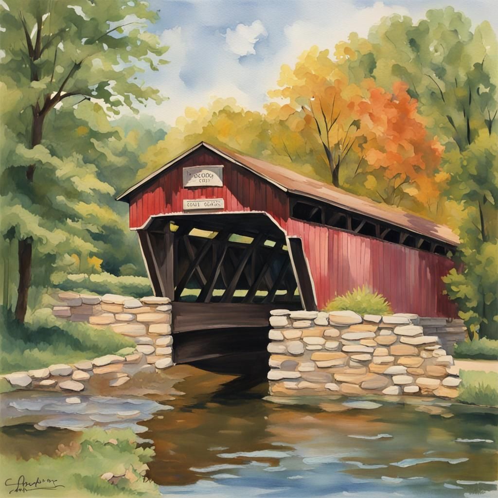 Covered bridge, Long Grove Illinois - AI Generated Artwork - NightCafe ...