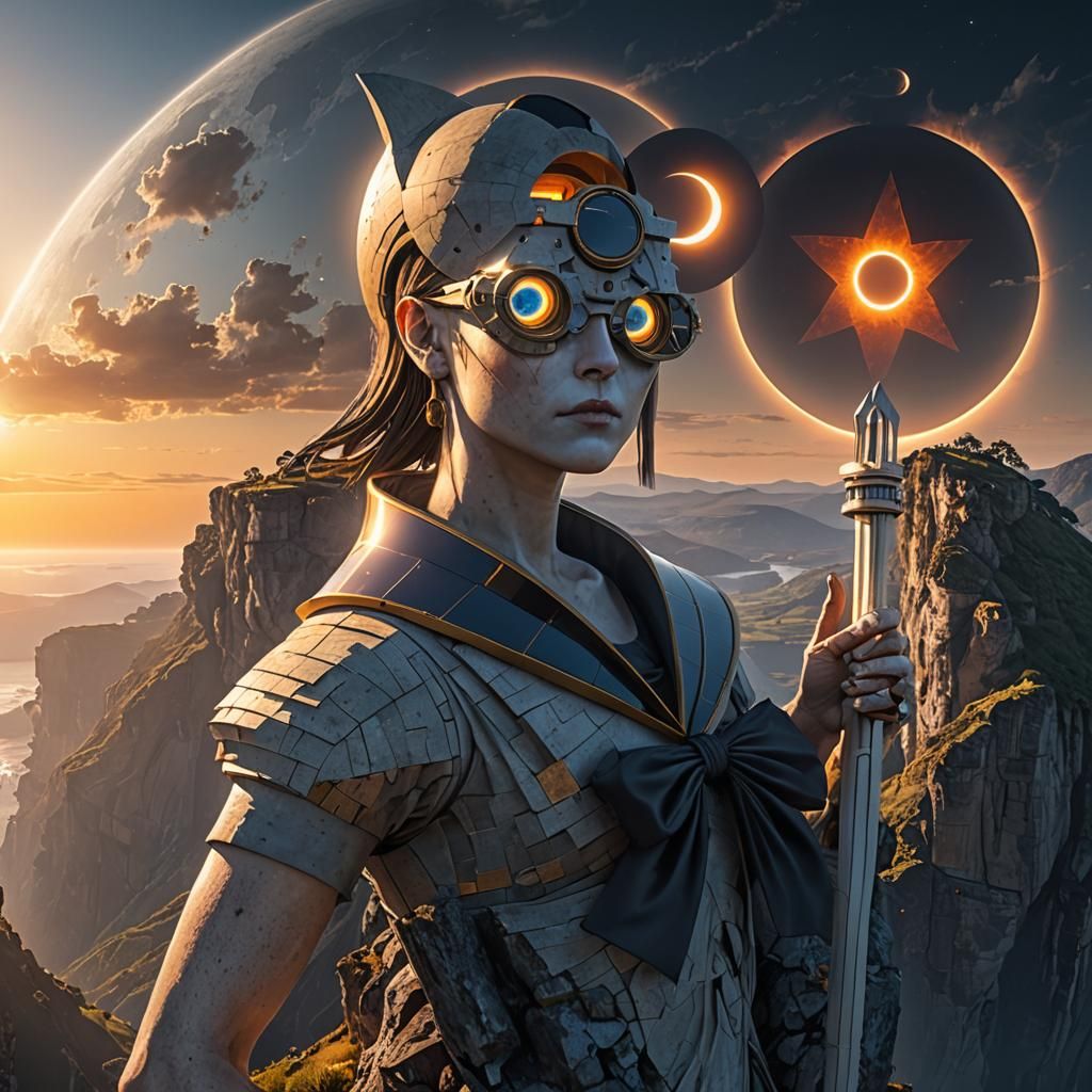 A stunning scene of an incredible impossible architecturally designed cliffside house on the edge of a beautiful solar e...