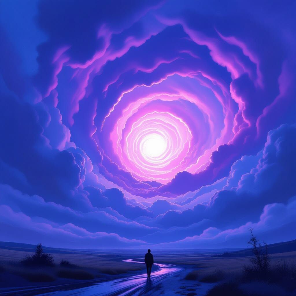 Vibrant Purple and Blue Storm in Science Fiction Style