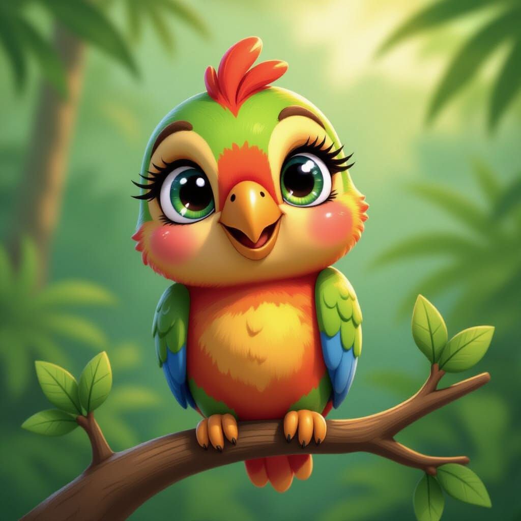 Whimsical Parrot Clay Sculpture in Pixar Style