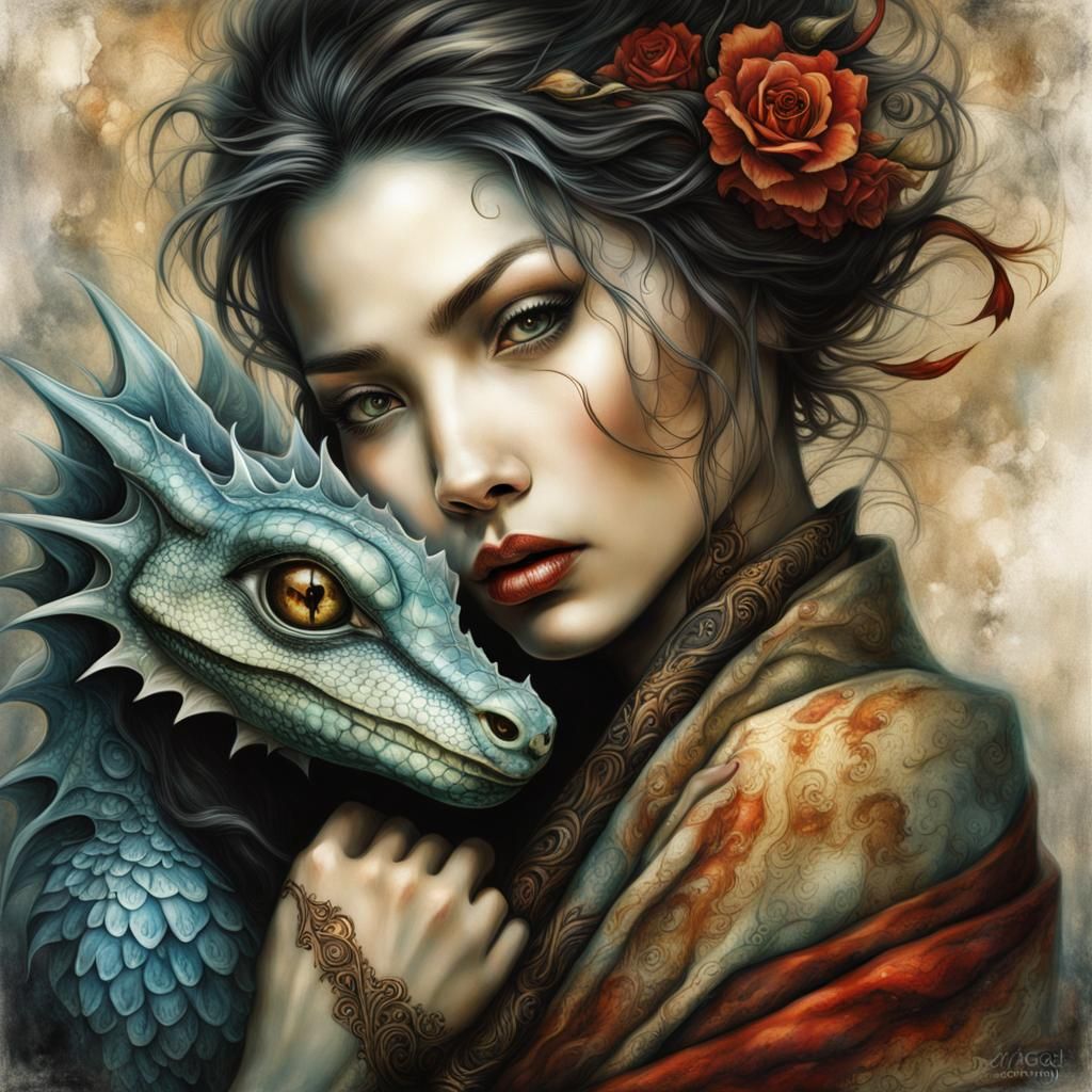 Hyperdetailed, dreamlike, grunge, fantasy, dynamic poster, inspired by [Brian M Viveros, Esao Andrews, ...  by @David Cameron Law