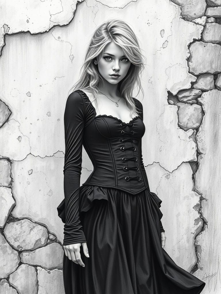 A Young Woman in a Forgotten Realm, Rendered in Silverpoint....