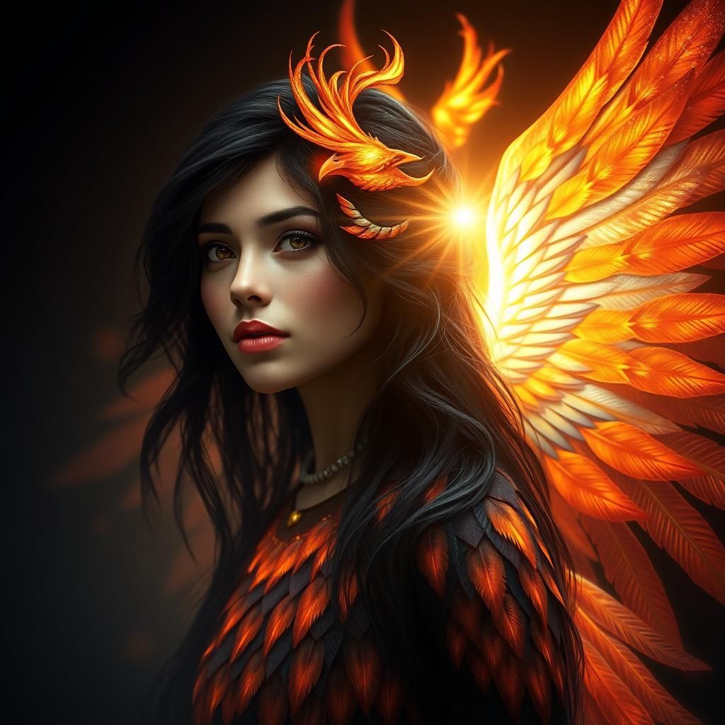 Radiant Phoenix Woman: A Digital Art Portrait