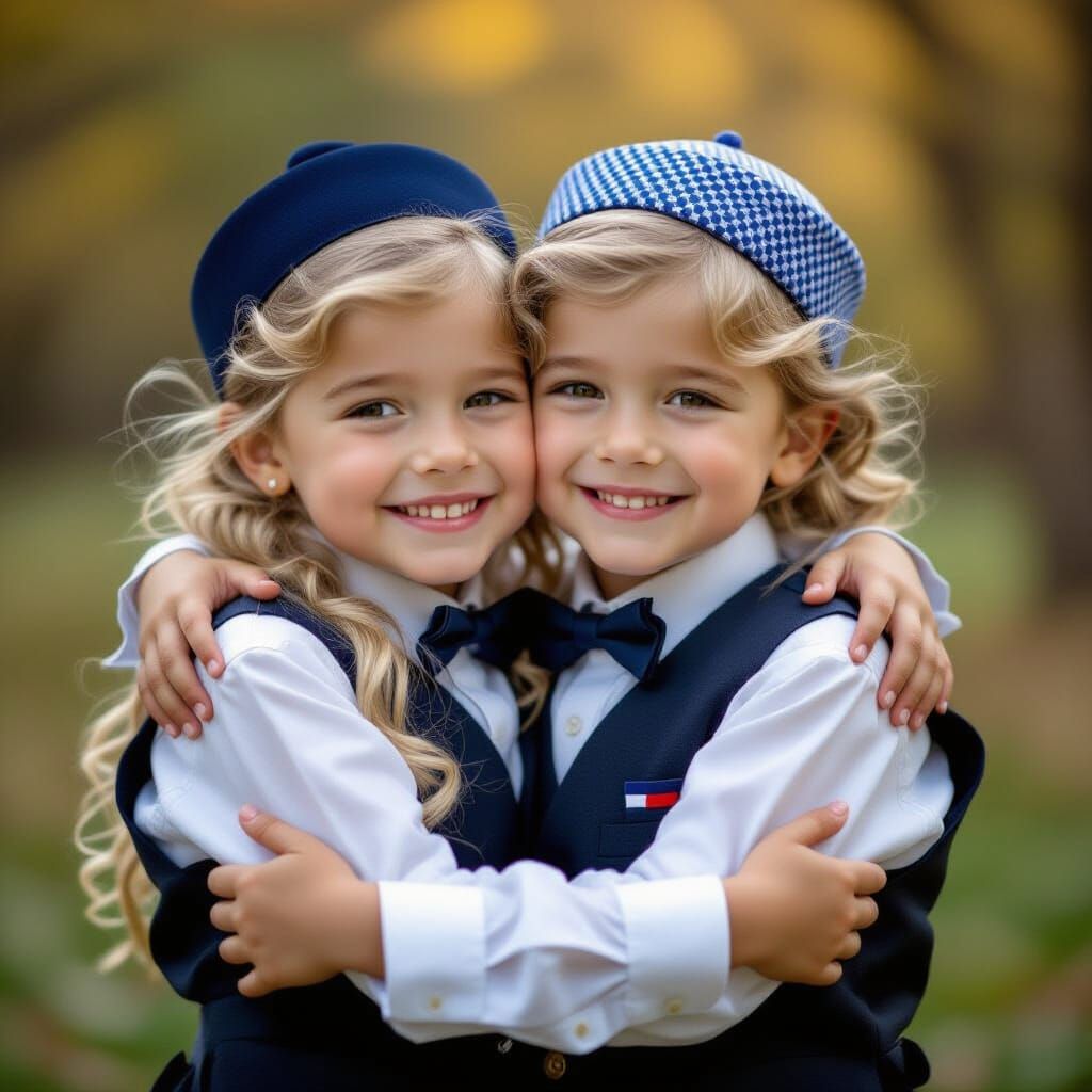 Children in Hasidic Attire Smiling, Professional Photography