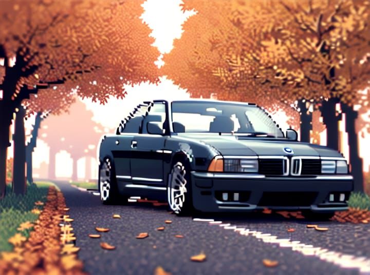 BMW E63 Autumn Road Pixel Art