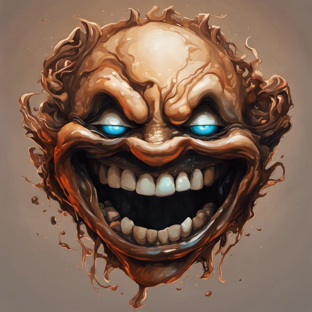 Coffee Stain Cryptid Portrait: Bold Outline Concept Art