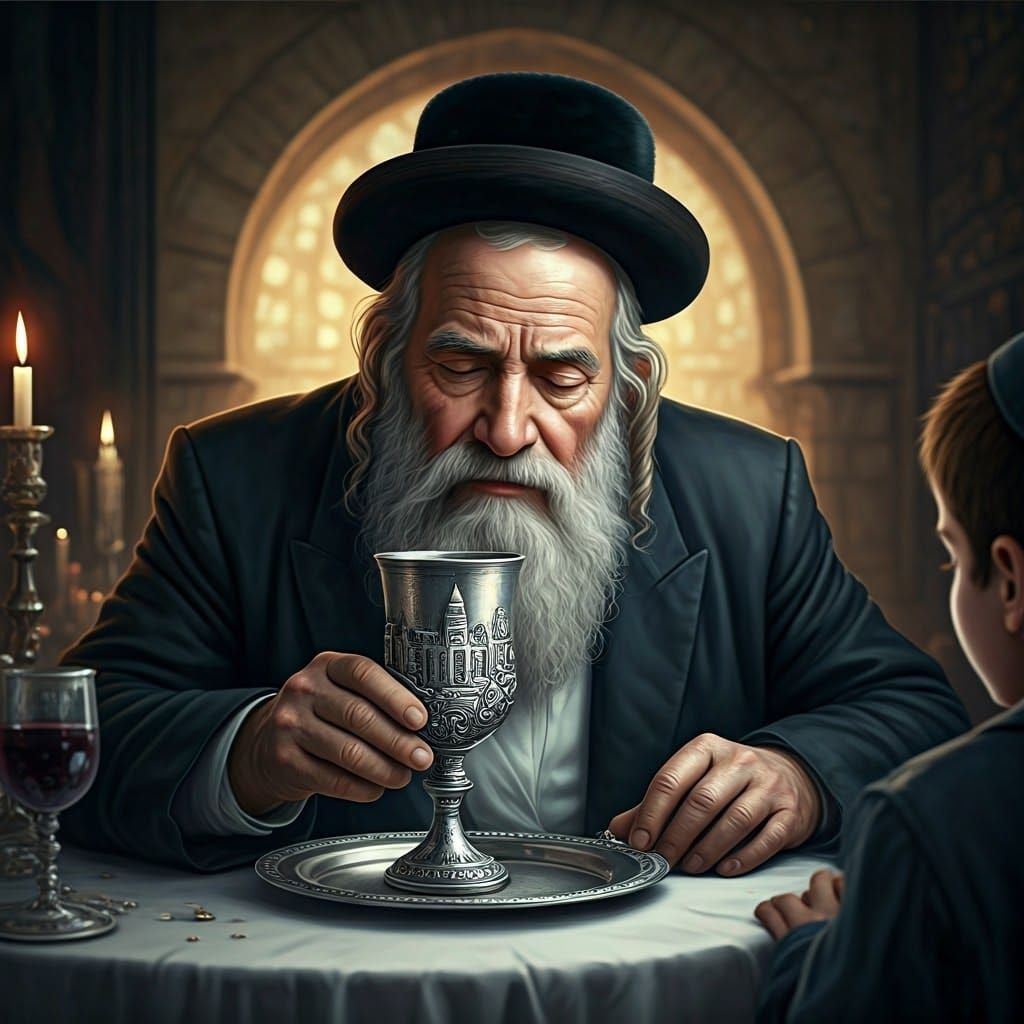 Devout Jewish Man with Goblet, Mystical Realism