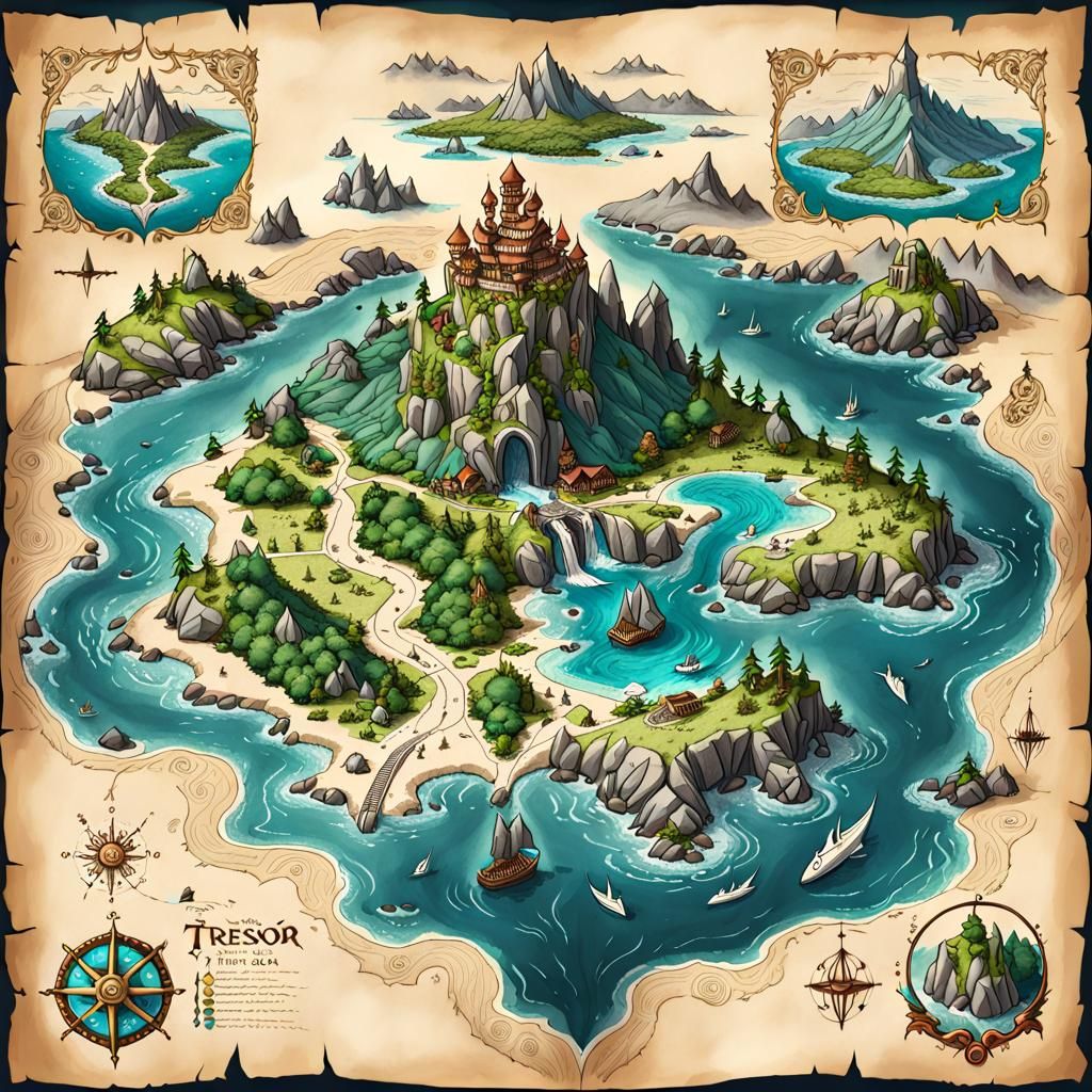 detailed fantasy tresor map  by @Vattende