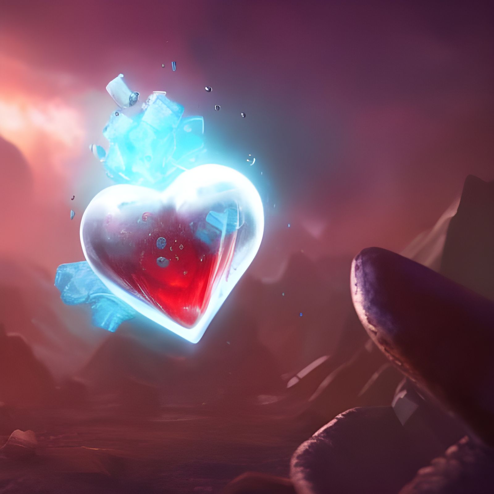 Heart in Glass Cube: Fantasy Concept Art