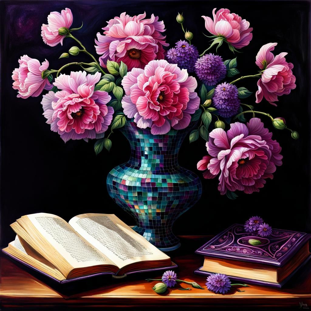 Purple And Pink Floral Still Life