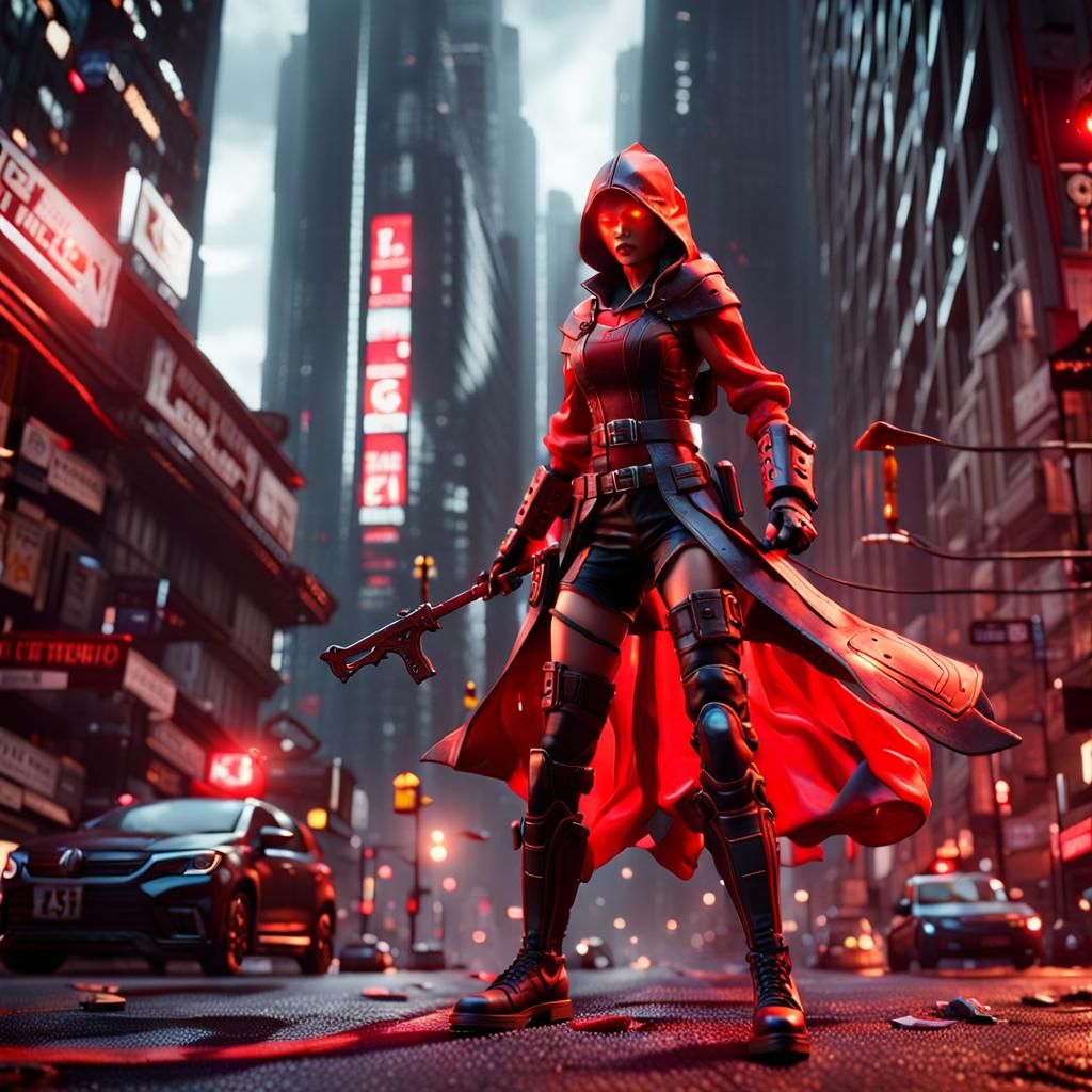 I am the Red Witch standing in defiance of all Evil Demons 8K resolution 64 megapixels Unreal Engine 5 seascape