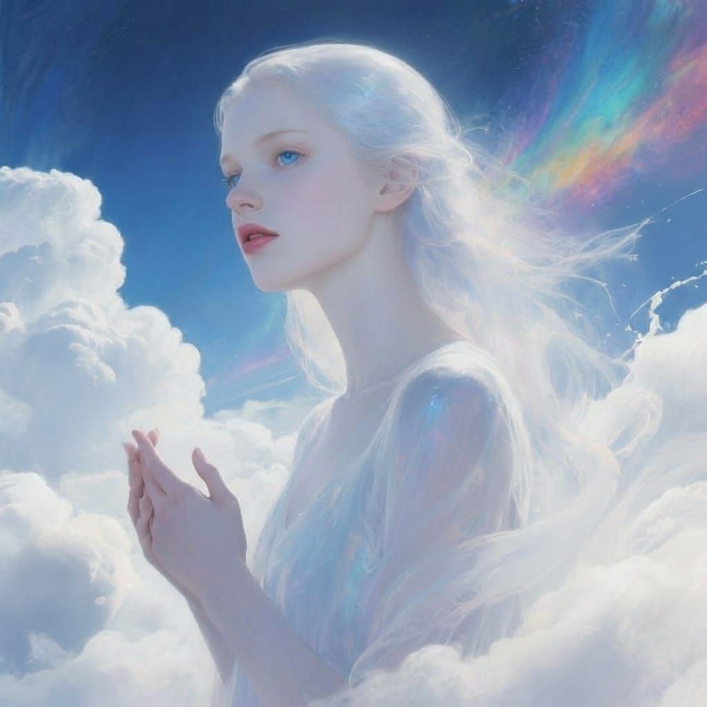 The ' b. Graeautiful  ethereal women . . her skin is pale almost transppanet her eyes the color of blue skys. Lips full like sweet cherrys.she stan...