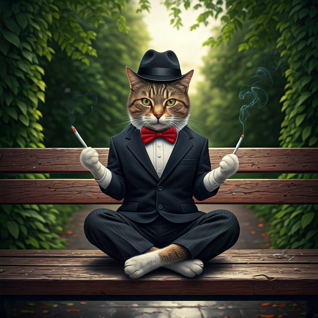 Sophisticated Feline Gentleman in Elegant Attire