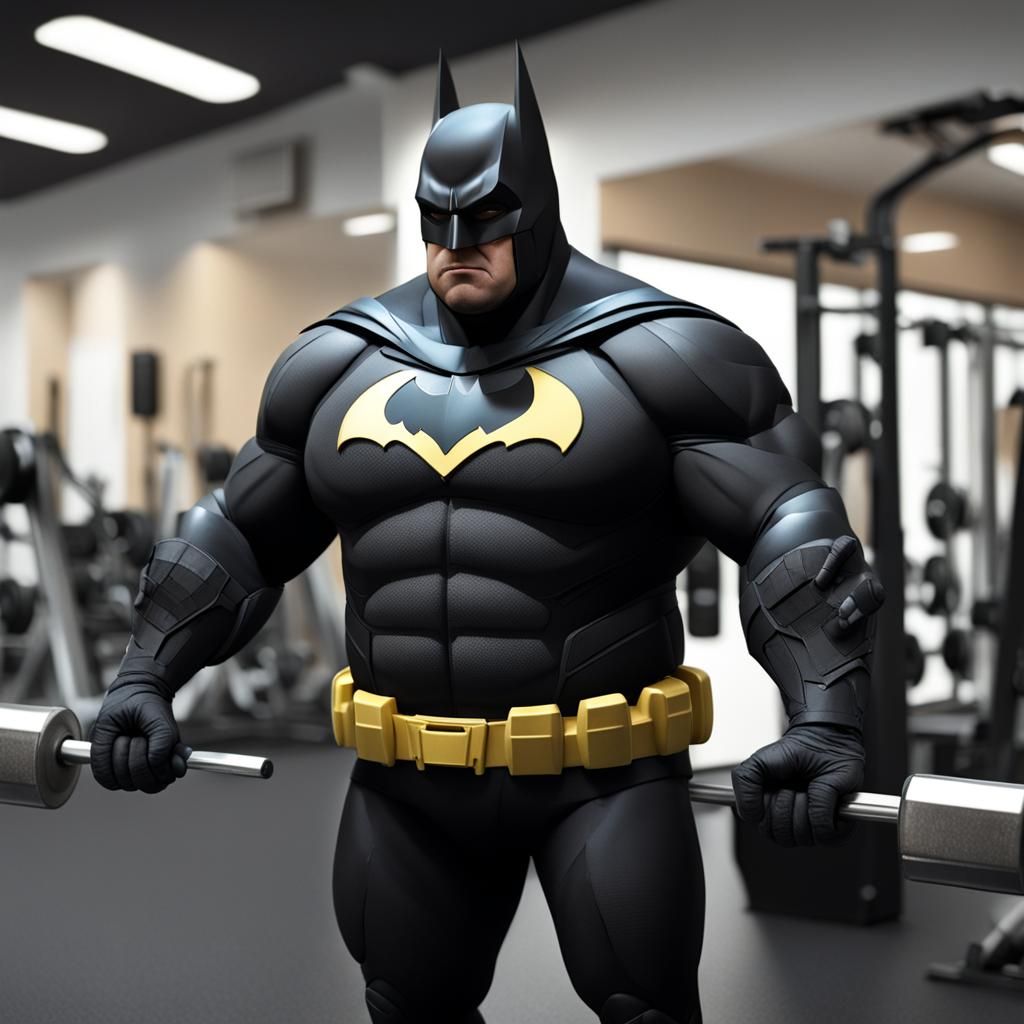 Fat Batman working out