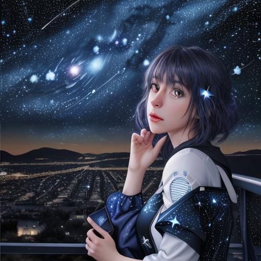 Hyperreal Shooting Star Over Night Sky