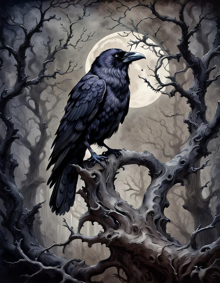 Watercolor raven  by @MikeMeehow