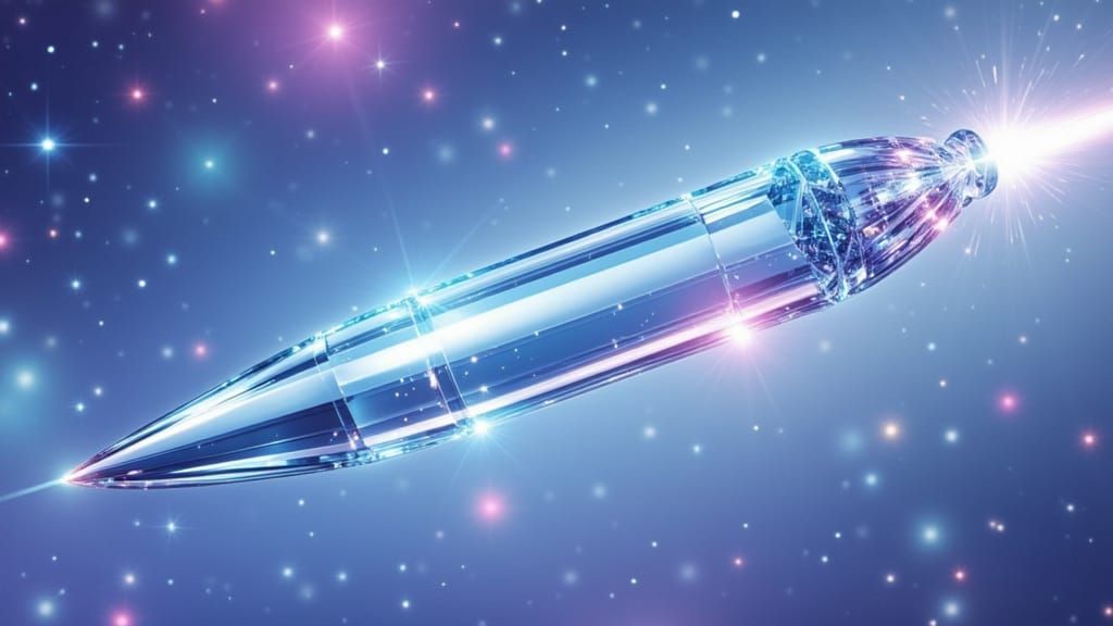 Blue Beryl spaceship speeding through space