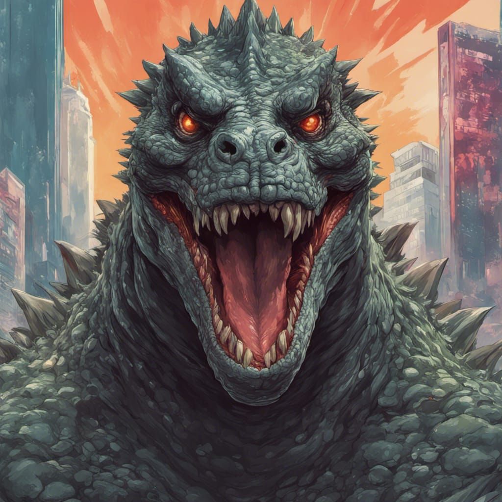 a selfie with Godzilla very detailed - AI Generated Artwork - NightCafe ...