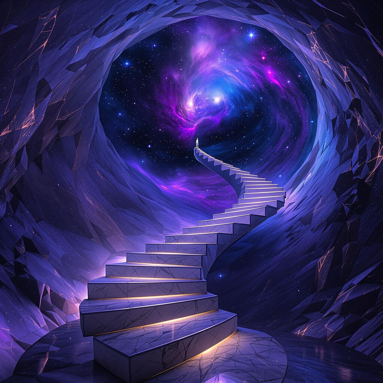 Staircase to Cosmic Abyss in Futuristic Style