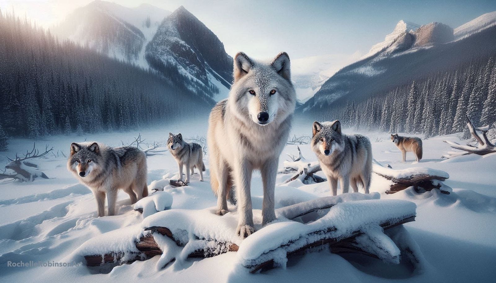 Wolves Yellowstone Winter