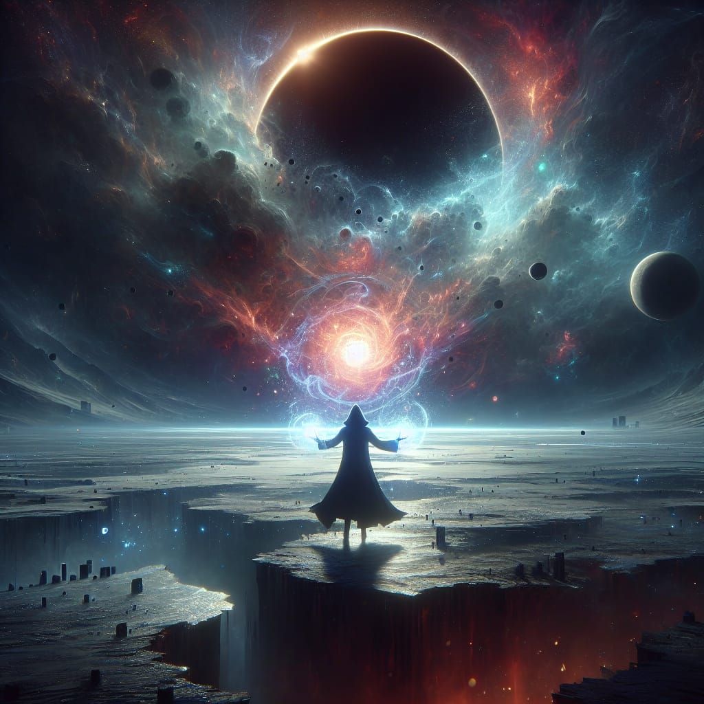 Miniature Spellcaster on Barren World in 8K