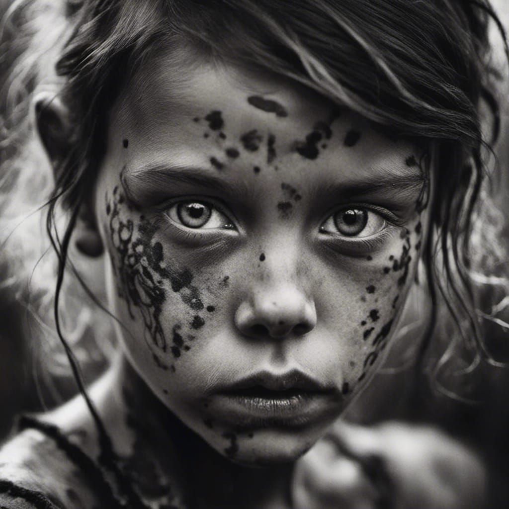 <lora:Dark fantasy realism:1.0> interesting tattoo on the fa...