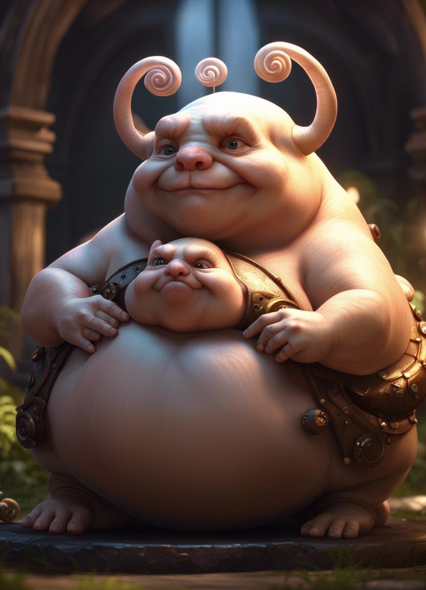 Surreal Snail-Dwarf Couple in Rococo Lighting