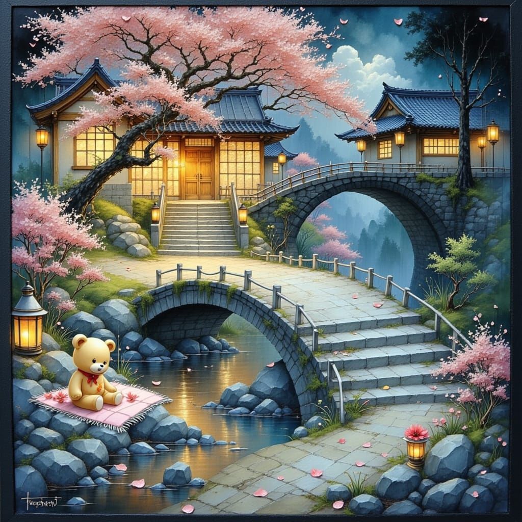 Dreamy Japanese Village in Cherry Blossom Season