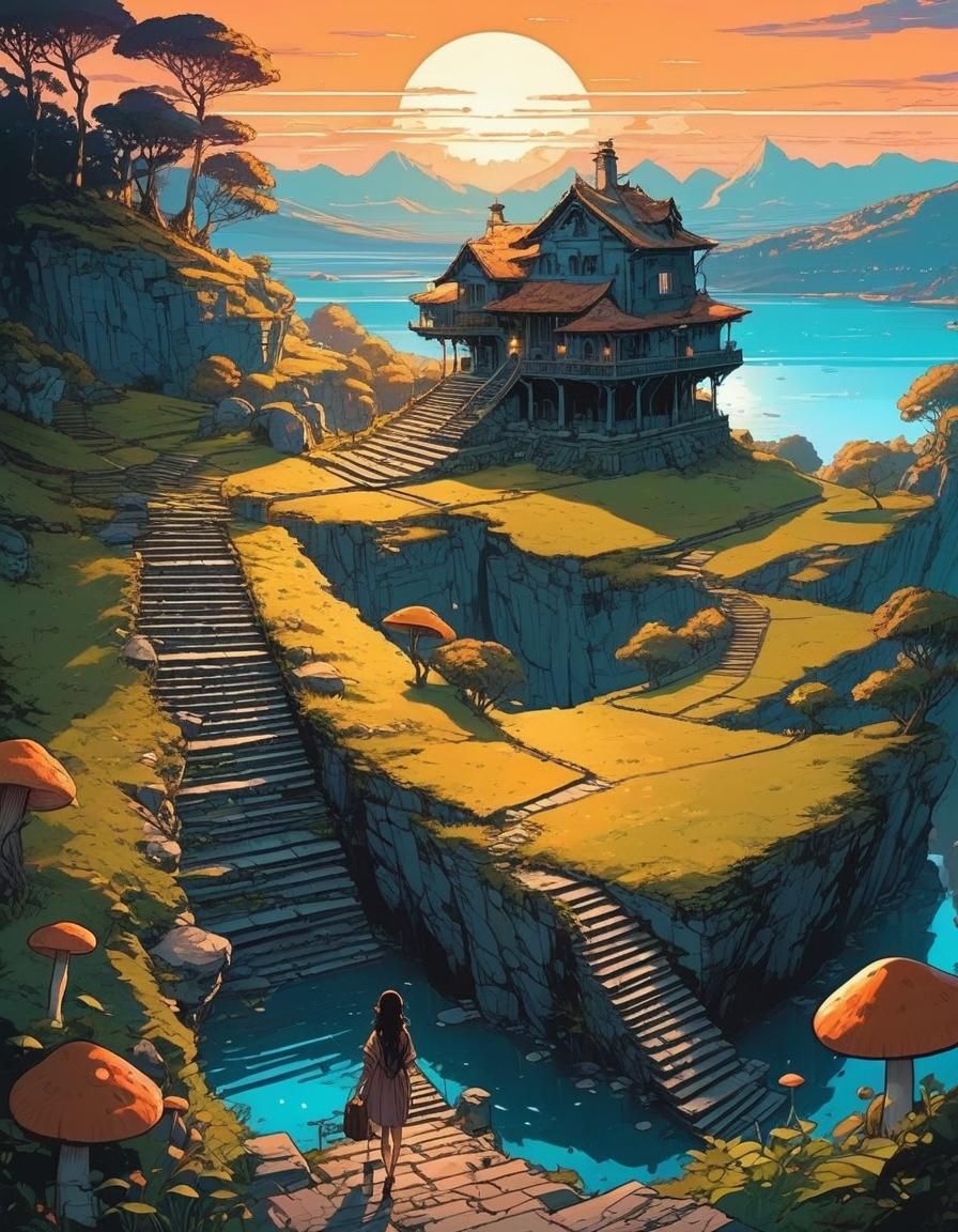 Anime Catacomb Abyss with Endless Staircase