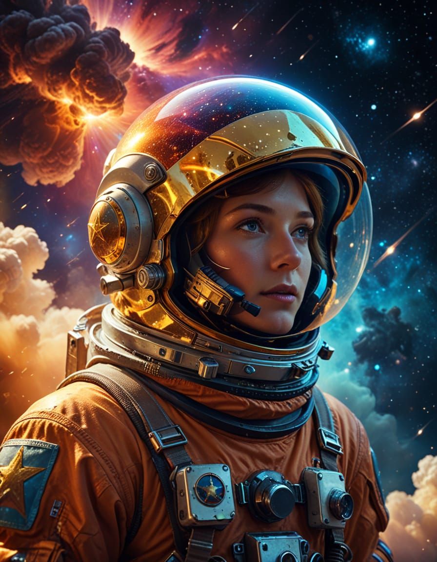 Le cosmonaute sovietique s'amuse au dessus des étoiles   by @Julien