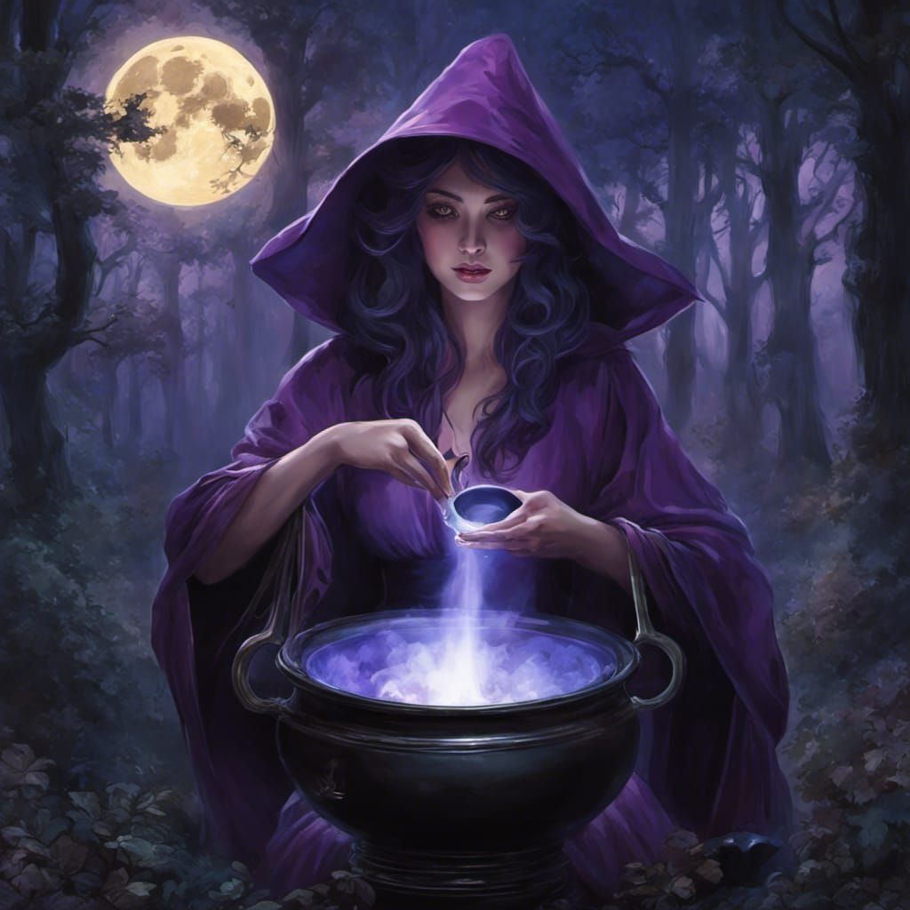 Arrioch: The Purple Forest Witch - AI Generated Artwork - NightCafe Creator