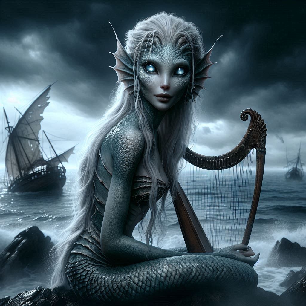 Playing the harp for the sailors