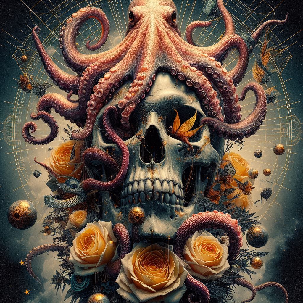 Skull and octopus