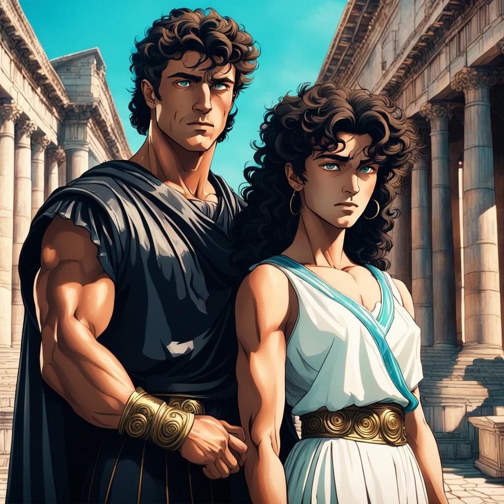 ancient classical historical  with vaporwave -synth styling ...